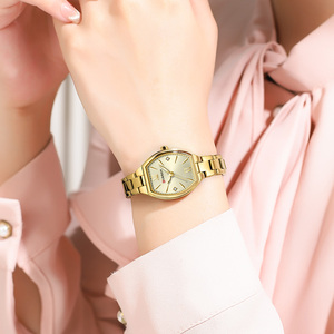 CURREN 9112, relojes de pulsera de cuarzo para <span class=keywords><strong>mujer</strong></span>, relojes de acero inoxidable a la moda para <span class=keywords><strong>mujer</strong></span>, reloj de regalo Tonneau elegante Original - Product Image 4