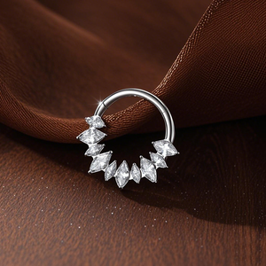 Ciondolo in titanio con zircone chiaro anello a segmento incernierato in PVD placcato naso <span class=keywords><strong>Septem</strong></span> anello per il corpo Piercing gioielli - Product Image 3