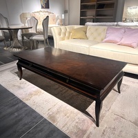 Table basse en bois massif rectangulaire fabriquée à la main Design moderne de parquet incrustation de mosaïque Base en bois robuste pour le salon