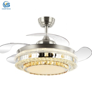 Chất Lượng Cao Sang Trọng Pha Lê Trần Người Hâm Mộ Ánh Sáng Và Điều Khiển Từ Xa 42Inch Vô Hình Pha Lê Quạt Trần Đèn LED Fan Ánh Sáng - Product Image 1