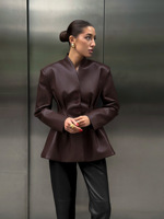 Blazer professionnel ajusté pour femme VV, veste en cuir à col en V avec boutons décoratifs, couleur unie, pour l'automne, style décontracté professionnel