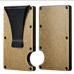 Copper Card Holder 86mm x 54mm Aluminum <b>RFID</b> Protection Credit Card Clip Multi Functional <b>Wallet</b> - Product Image 3