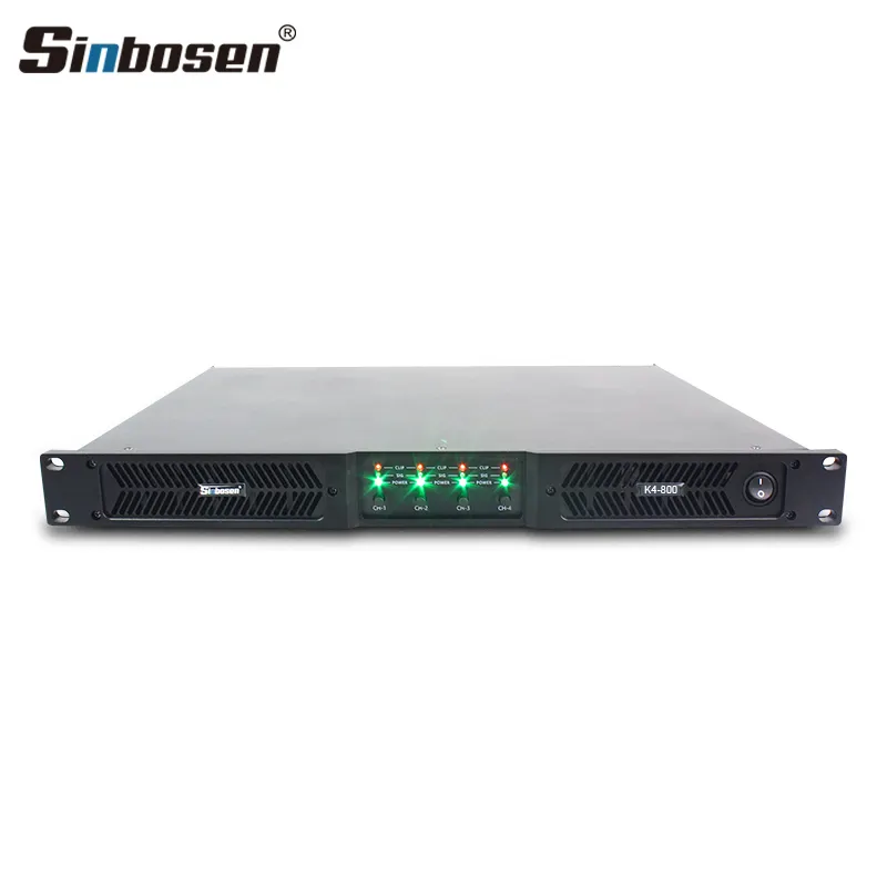 เครื่องขยายสัญญาณเสียงแบบพกพา1U 800W 4Ch K4-800แผงด้านหน้าระบบเสียงระดับ D