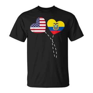 Camiseta con bandera de Ecuador y corazón para los estadounidenses ecuatorianos - Product Image 1