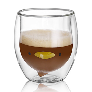 Tasse <span class=keywords><strong>à</strong></span> café personnel en <span class=keywords><strong>verre</strong></span> Double paroi, idées mignonnes et <span class=keywords><strong>à</strong></span> cardan pour cadeau d'<span class=keywords><strong>anniversaire</strong></span> (canard) - Product Image 2