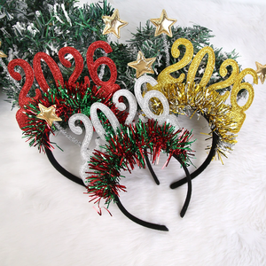 Năm mới bên headbands 2026 long lanh Sao tóc Hoop lễ hội thoải mái mũ nón cho lễ kỷ niệm màu đỏ và màu xanh lá cây - Product Image 1