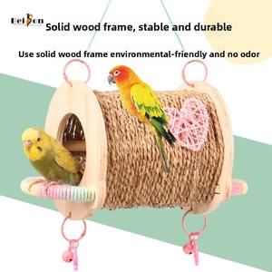 Katı ahşap kuş evi asılı saman tünel şakayık kaplan cilt siyah Phoenix yuva asılı salıncak için sıkıntı kabartma evcil - Product Image 5