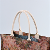 Sac fourre-tout jacquard en stock – Vente en gros – Design floral minimaliste et moderne – Tendance et polyvalent – Style bohème – Grande capacité