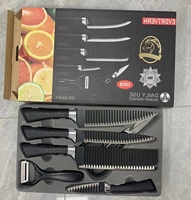 Service de Couteaux de Cuisine Ondulés Noirs 238A, en Acier Inoxydable, Cadeau Boîte Couleur, pour l'Export