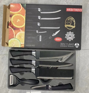 Service de Couteaux de Cuisine Ondulés Noirs 238A, en Acier Inoxydable, Cadeau Boîte Couleur, pour l'Export - Product Image 2
