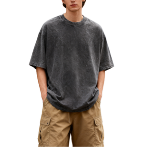 T-shirt vintage délavé à l'acide, imprimé, streetwear, coupe oversize, coton épais 240 g/m², effet vieilli, vêtements personnalisés, vente en gros - Product Image 2