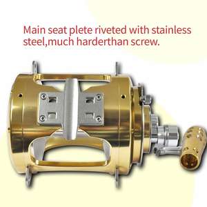 Topline 2 hız 80W ağır tekne tuzlu okyanus orkinos tam Metal balıkçılık makaraları Max sürükle 30Kg büyük oyun Trolling Reel - Product Image 4