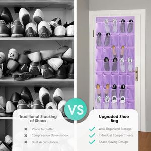 Over The Door <b>Shoe</b> Organizer 35 Pockets Breathable Mesh Purple Hanging Storage For <b>Shoes</b> With 4 Metal <b>Hooks</b> - Product Image 4