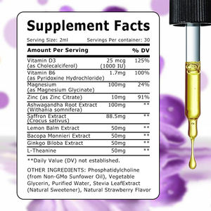 Gotas Líquidas de Açafrão Lipossomal de Marca Própria com <span class=keywords><strong>Ashwagandha</strong></span> e L-Teanina para Apoio ao Humor e Equilíbrio Emocional - Product Image 2