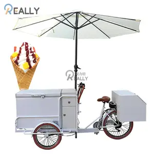 3 tekerlekli kargo bisiklet dondurucu ile dondurma otomatı sepeti açık perakende soğuk içecek suyu kola satış arabası kargo bisiklet