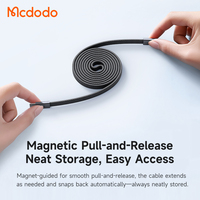 Câble magnétique USB-C Mcdodo 990/991 240W à enroulement automatique, 1M, ultra-plat, charge rapide PD, conception anti-emmêlement pour bureau/voyage