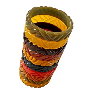 New Colorful Resin <b>Bangle</b> Bracelets Stackable Sculpted Folk Art Design Irregular Shape Home Decoration Artistic Jewelry Wedding - Product Image 2