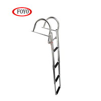 Échelle d'Accès Arrière en Acier Inoxydable Premium FOYO Marine à 4 Marches, Escalier de Quai pour Bateau Fabriqué dans le Fujian pour Piscine, Yacht