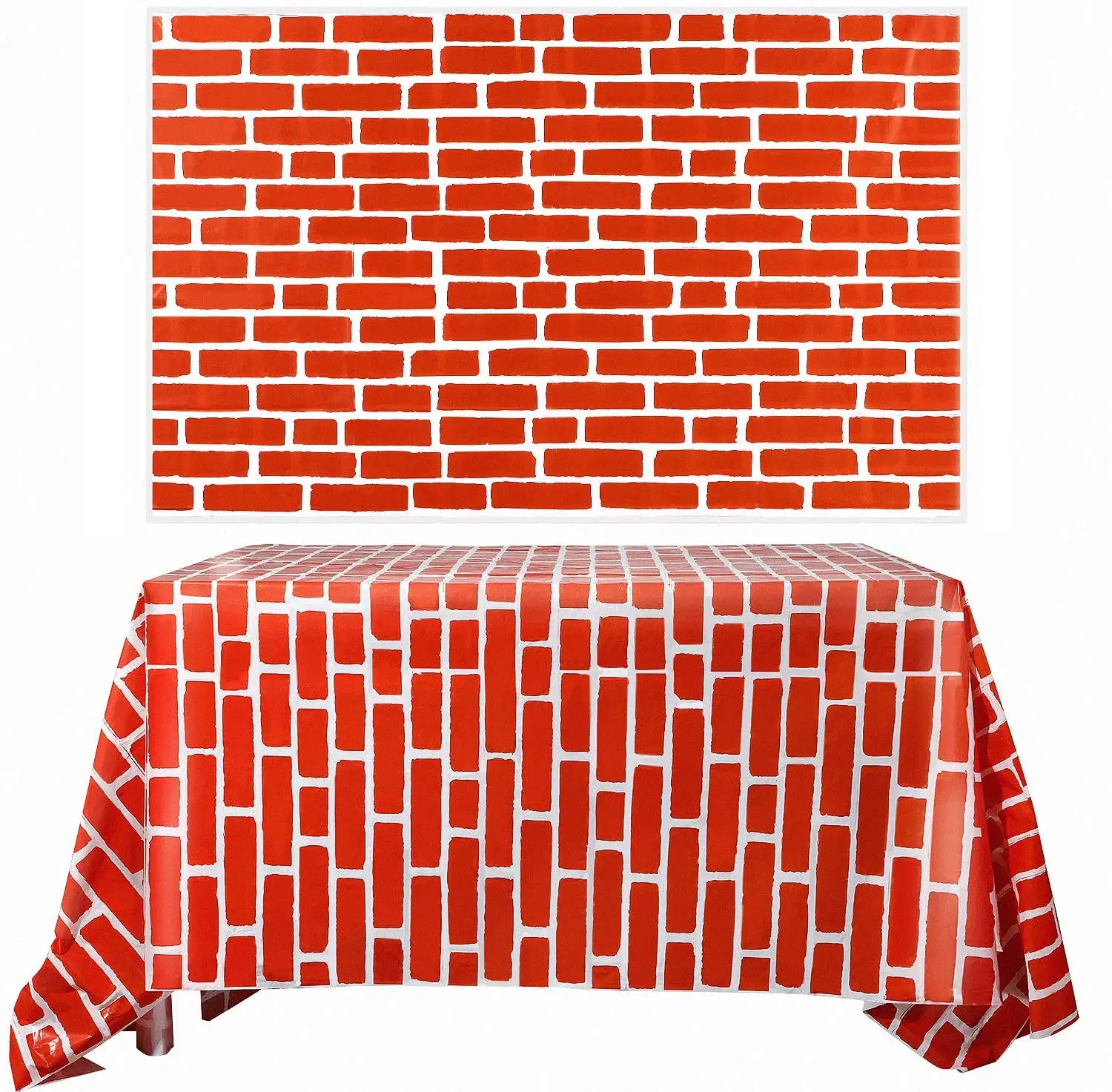 Red Brick Wall Backdrop Tablecloth Photo Brick Wallpaper Decal Background for Winter/Christmas Party Decoration