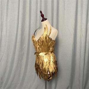 Costume d'ailes d'ange dorées pour femme adulte, en soie/coton, imprimé lumineux, pour Halloween, avec fond doré brillant, pour carnaval et spectacle - Product Image 6