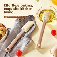 Spatule en silicone de qualité alimentaire avec tête souriante, brosse à huile, lisseur de gâteau/crème, racloir, ensemble d'outils de pâtisserie (lot de deux)
