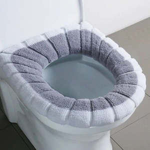 Tapis de toilette portable en tricot coloré, épais, lavable, anti-gel, housse de siège de toilette universelle, accessoires de salle de bain - Product Image 4