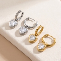 Boucles d'oreilles créoles pendantes grand cœur en acier inoxydable plaqué or PVD, bijoux fantaisie pour usage quotidien, fête et plage, vente en gros d'usine OEM