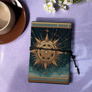 Cahier A6 fait à la main Design vintage fermeture à cravate 160 pages cadeau doux pour les photographes avec boussole de style Steampunk avec - Product Image 3