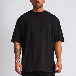 T-shirt décontracté pour homme YM 220g 2026 en coton tricoté ample à col rond, motif écossais noir et blanc, 100 % coton, écologique, à manches courtes, pour usage quotidien - Product Image 4