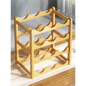 Porte-vin en bois simple, étagère de rangement pour 6 bouteilles, présentoir pour comptoir de bar à domicile, forme rectangulaire, ornement en bois massif - Product Image 5