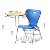 Chaise d'école moderne et durable en métal pliable avec tablette d'écriture pour étudiants, idéale pour la maison et le bureau (plastique)