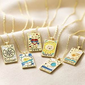 Usine en gros 18k or Chic <span class=keywords><strong>Tarot</strong></span> carte collier spirituel significatif charme Nickle gratuit délicat <span class=keywords><strong>Tarot</strong></span> collier - Product Image 2