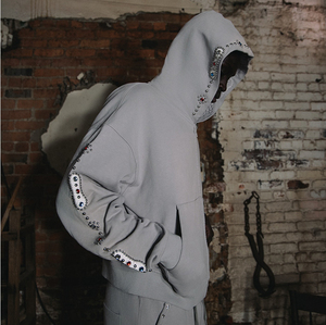 Custom Rhinestone Embellished Heavyweight Streetwear Full Zip Gradient Oversized Hoodies And Sweatshirts OEM ODM - Product Image 2