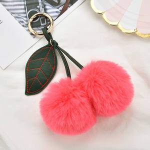 Vente en gros, <span class=keywords><strong>Mini</strong></span> boule de fourrure de cerise, <span class=keywords><strong>pompon</strong></span>, porte-clés, boule en peluche, accessoires de sac à main, pendentif - Product Image 6