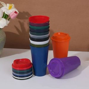 Tasses à boire personnalisées avec logo imprimé, réutilisables, 16 oz / 475 ml, en plastique PP rigide, avec couvercles - Product Image 3