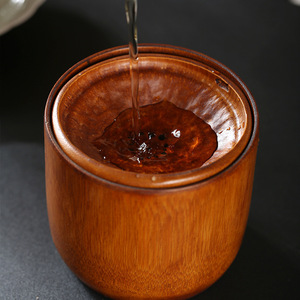 Bamboo Tea Basin With Tea Bowl Set Natural Color Eco Friendly For Home Use - Product Image 3