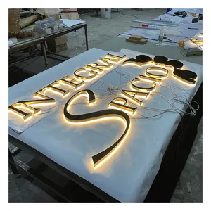 Персонализированная компания, 3D Настенный логотип для помещений, персонализированное название для офиса, Настенные Золотые буквы с подсветкой, знаки для делового интерьера магазина