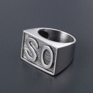 So Letter <b>Titanium</b> Steel <b>Ring</b> Men's Fashion Jewelry Gift SA723 - Product Image 4