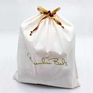 นำมาใช้ใหม่ผ้าฝ้ายธรรมชาติมินิมัสลิน Drawstring ถุงรองเท้าที่มีโลโก้ที่กำหนดเอง - Product Image 1
