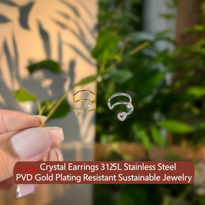 <b>Crystal</b> <b>Earrings</b> 316L Stainless Steel PVD Gold Plating Resistant Sustainable Jewelry - Product Image 3