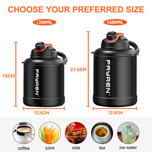 Botella de Agua Aislada al Vacío de Doble Pared FAYREN de 1300 ml y 1600 ml con Correa para el Hombro para Gimnasio y Actividades al Aire Libre - Product Image 3