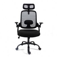 Accoudoir réglable à dossier haut Chaise de bureau en maille ergonomique noire Chaise de bureau de direction de luxe