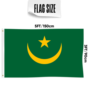 3x5Ft High Quality Triple/Double Layer Plus Blackout Cloth 100D Polyester Fabric Country Flag Mauritania Country - Product Image 2