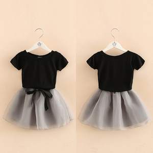 Tienda en Línea de Ropa al por Mayor, Camisetas Negras y Faldas Modernas, Conjuntos de Ropa para Bebés Niñas, Ropa de Algodón para Bebés - Product Image 3