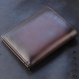 Men's Vegetable Tanned Leather <b>Wallet</b> Vertical Square RFID Blocking Multi Card <b>Holder</b> Solid Color Everyday Use - Product Image 1