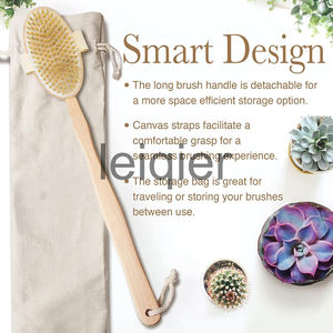 Cepillo corporal de cerdas de jabalí natural con logotipo personalizado Cepillo de masaje desmontable para cepillado en seco Exfoliar y deshacerse de la celulitis - Product Image 4