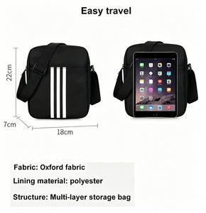 Customized Logo Trendy Striped Black Oxford <b>Messenger</b> Versatile Crossbody Shoulder <b>Bag</b> <b>for</b> <b>Men</b> Casual Sports Commute Travel - Product Image 2