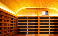 Sauna de villa pour 4 personnes en bois massif de pruche noble moderne, fabriqué en Chine, écologique, pour l'extérieur et l'intérieur, avec chauffage infrarouge