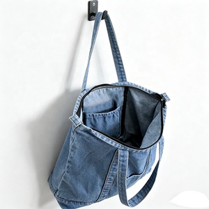شعار مخصص محفظة قماش الدنيم خفيفة الوزن لينة الدنيم حقيبة يد جينز للمتسوقين حقائب الكتف صديقة للبيئة معاد تدويرها الدنيم حقيبة حمل - Product Image 4