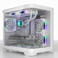 Fábrica Nuevo diseño Blanco MATX Gaming PC Case Chasis de escritorio Panel de Vidrio Curvo Torre media CPU Gabinete Caja de la computadora para Gamer